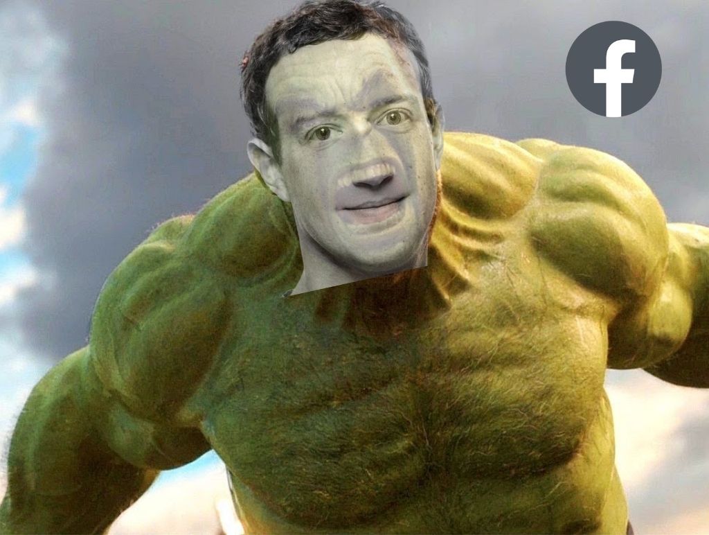 Bruce Banner and Hulk as Mark Zuckerberg and Facebook