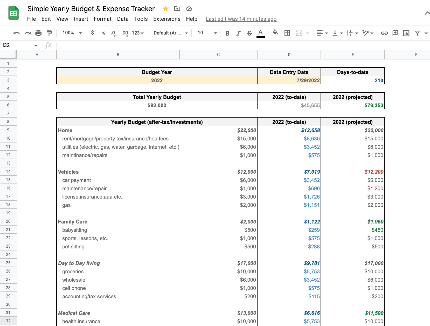 monthly expense tracker google spreadsheet